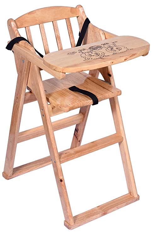 Wooden Baby High Chair with Tray | Feeding Chair for 6M–3Y Toddlers