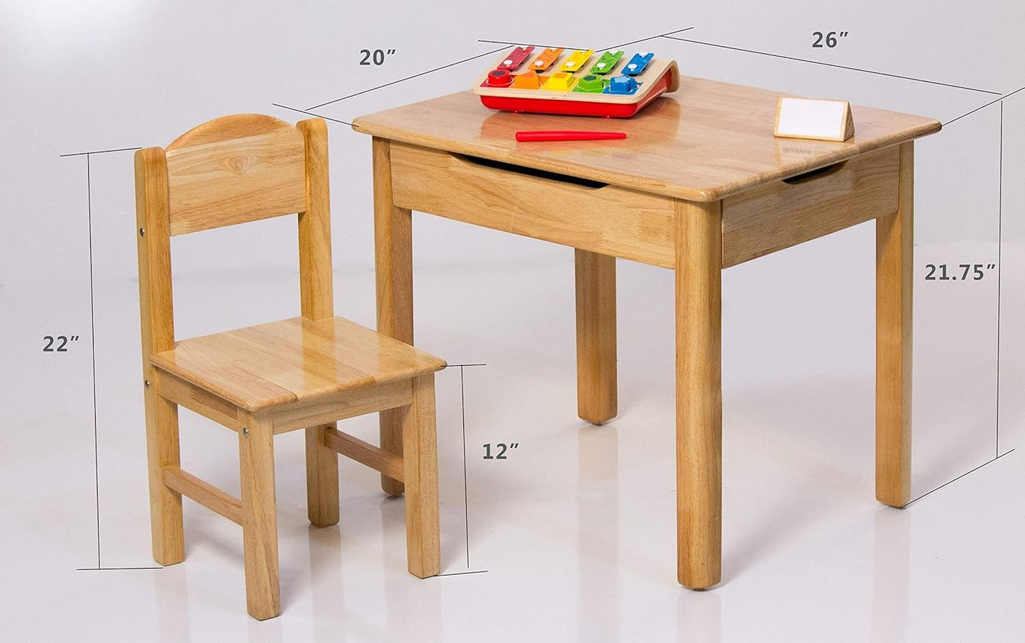Single Seater Solidwood Kids Study Table With Lift Up Top Storage (Natural)