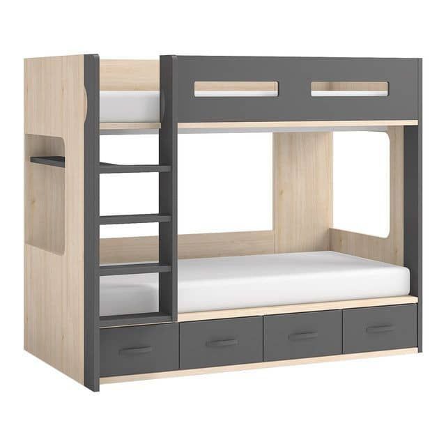 Modern Two-Tone Bunk Bed with Quad-Storage