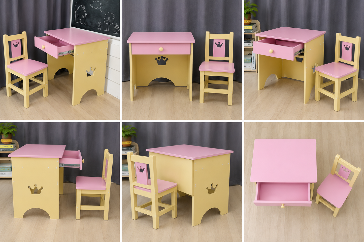 Princess Kids Wooden Study Table & Chair