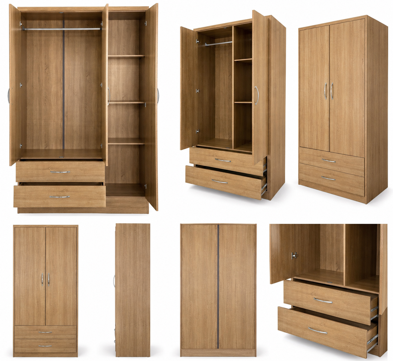 All-in-One Wooden Kids Almirah & Open Cubby Storage Closet
