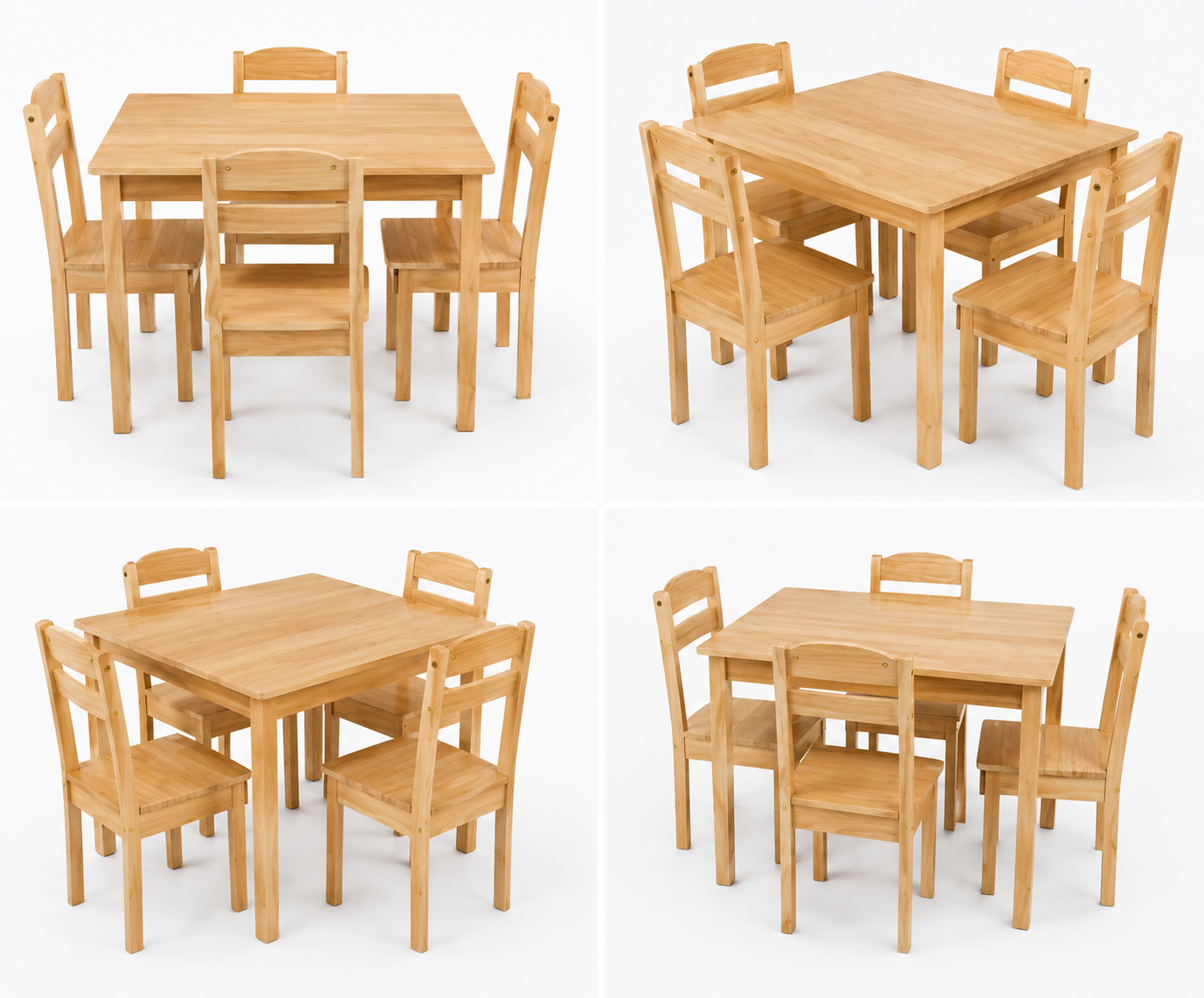 Rectangle Rubberwood 4 Seater Dining Table Set