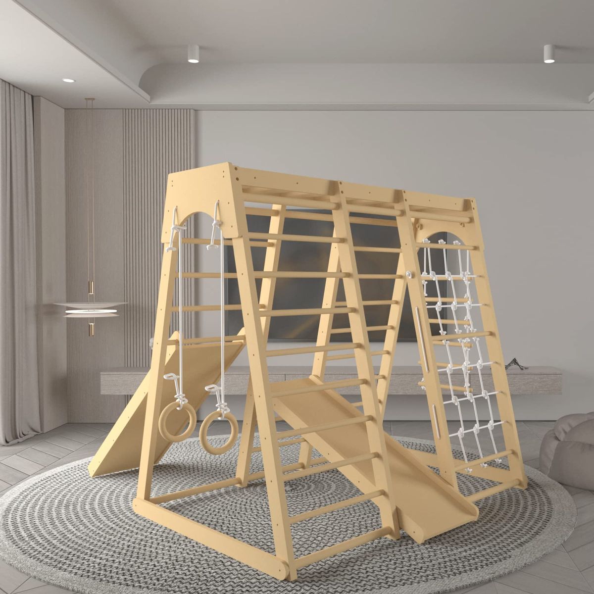 Montessori Climbing Set with Slide & Rope Net