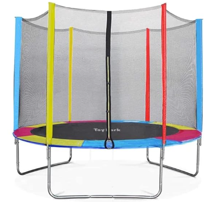 6FT. RAINBOW DELUXE  ENCLOSED TRAMPOLINE  DIAMETER POLES   HEIGHT 183 cm (6ft.)  205 cm  WT.CAPACITY  120 kg