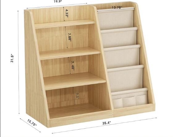 Kids Bookshelf and Toy Storage Organizer