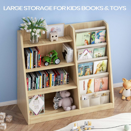Kids Bookshelf and Toy Storage Organizer