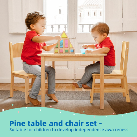 Toddler Table and Chair Set, Stable and Sturdy, Easy to Clean Material, Kids Table and Chairs for Livingroom