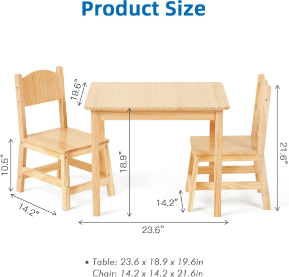 Toddler Table and Chair Set, Stable and Sturdy, Easy to Clean Material, Kids Table and Chairs for Livingroom