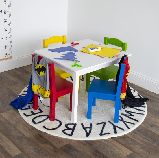 Humble Crew Kids Wood Table and 4 Chairs Set - Perfect for Eating, Reading, Arts and Crafts - Multiple Color Options
