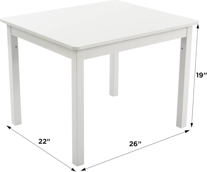 Humble Crew Kids Wood Table and 4 Chairs Set - Perfect for Eating, Reading, Arts and Crafts - Multiple Color Options