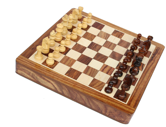 WOODEN MAGNETIC CHESS WITH DRAWER