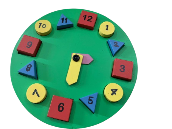 Wooden Learning Clock :Time | Numbers | Colours & Shapes