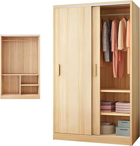 3-in-1 Wooden Kids Almirah, Hanging Clothes Closet & Toy Organizer