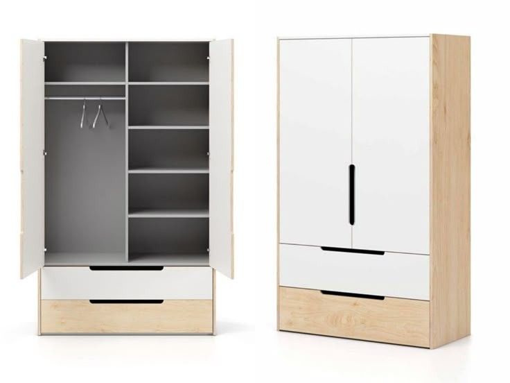 Compact Wooden Kids Almirah & Open Clothes Storage Cabinet