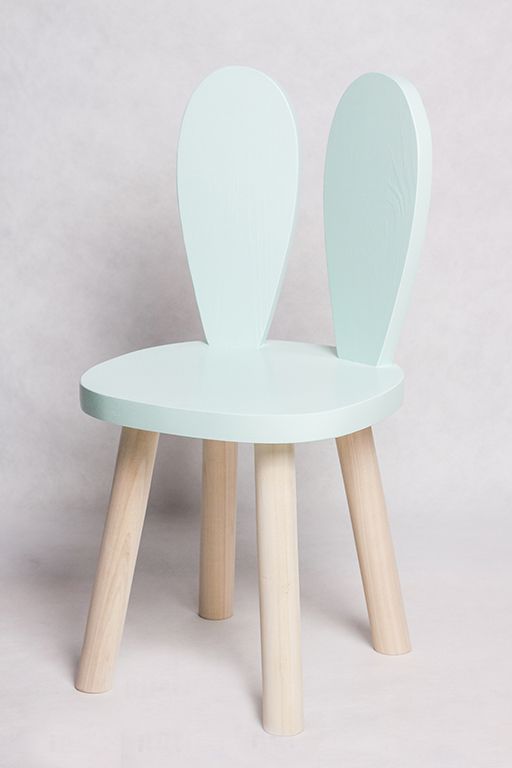 Solid Wood Kids Chair with Cute Rabbit Ears Backrest
