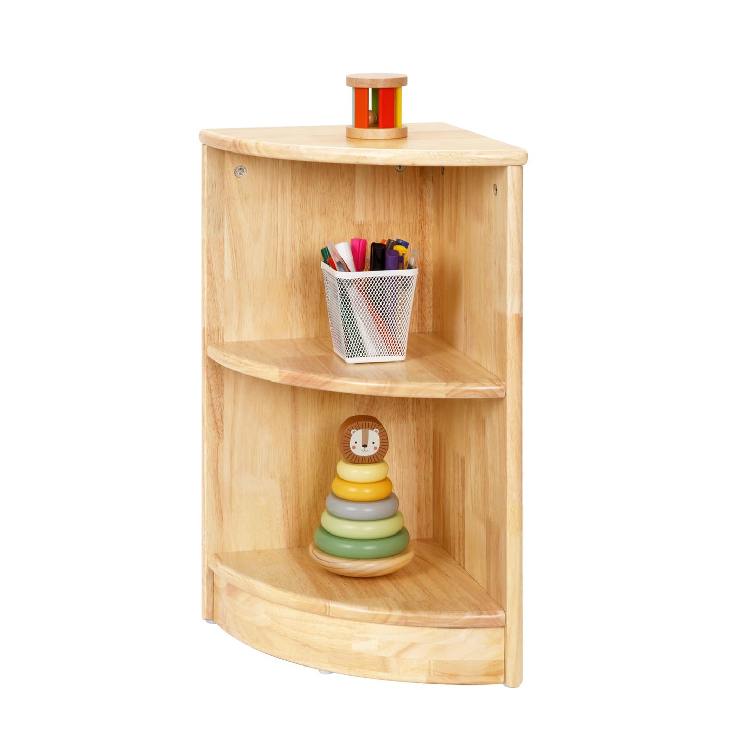 3-Tier Montessori Wooden Corner Storage Shelf & Organizer