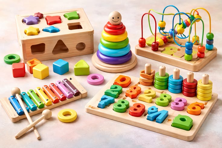 1 yr.- 3 yr.Montessori Wooden Educational Toys Set for Kids