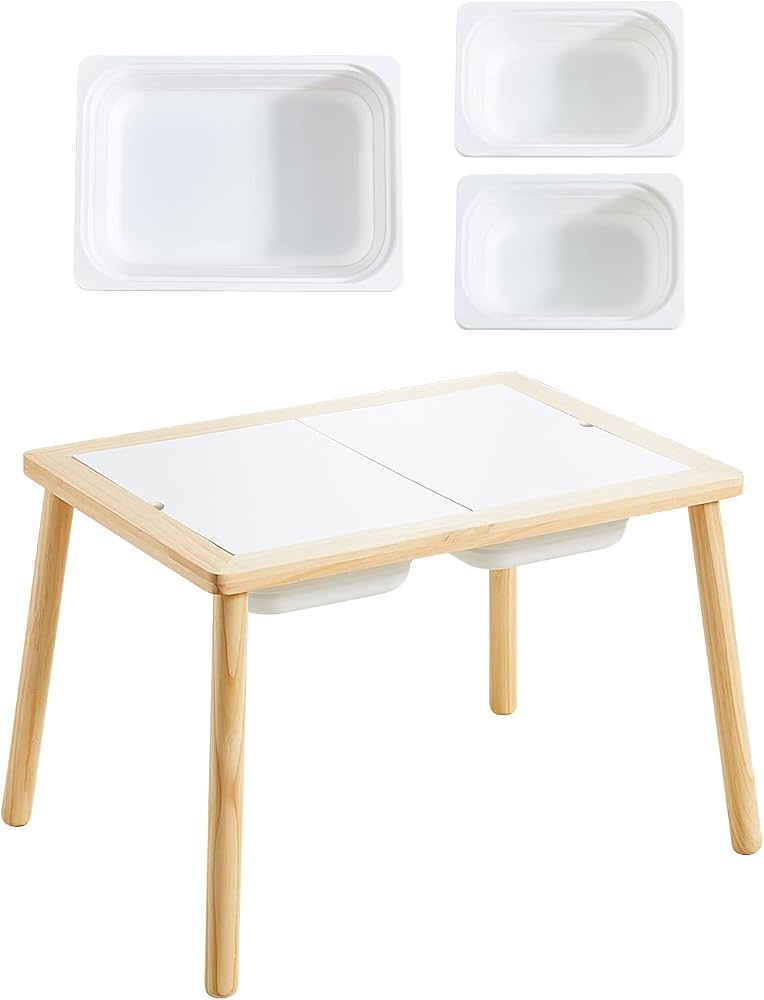 Wooden Sensory Activity Table with Storage Trays & Stools