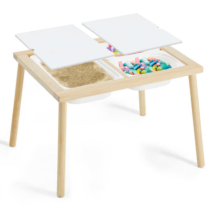 Wooden Sensory Activity Table with Storage Trays & Stools