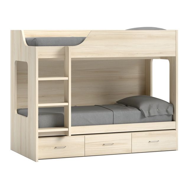 Scandi-Style Natural Oak Bunk Bed with Triple Drawer Storage