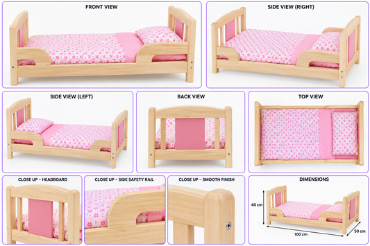 Wooden Doll Bed for Kids