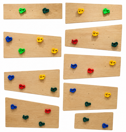 10-Piece Geometric Indoor Rock Climbing Wall Panels for Kids