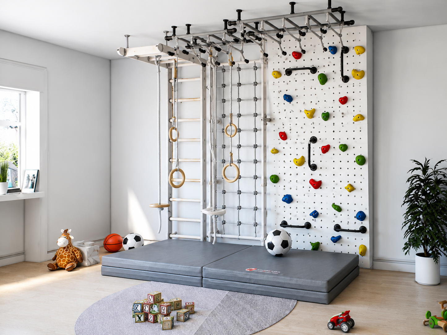 3-in-1 Foldable Wooden Pikler Climber & Reversible Ramp Set
