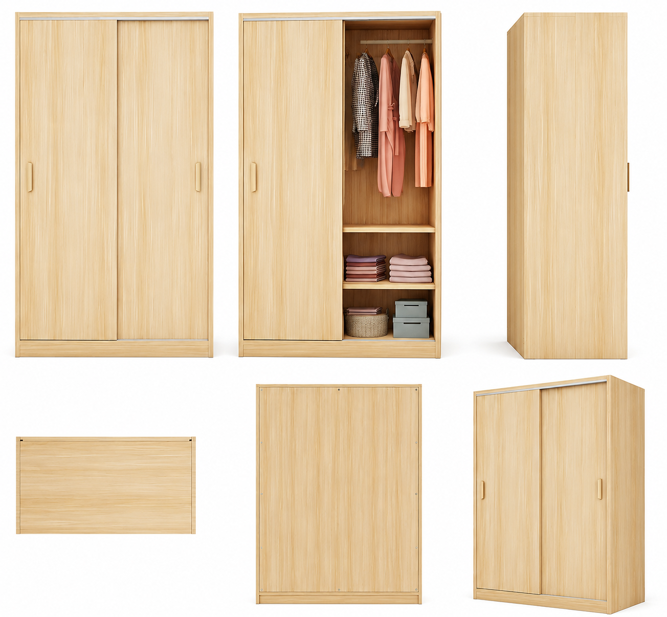 3-in-1 Wooden Kids Almirah, Hanging Clothes Closet & Toy Organizer