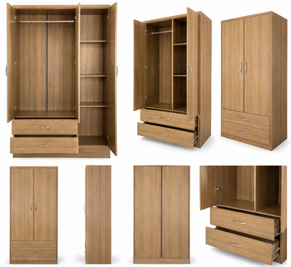 All-in-One Wooden Kids Almirah & Open Cubby Storage Closet