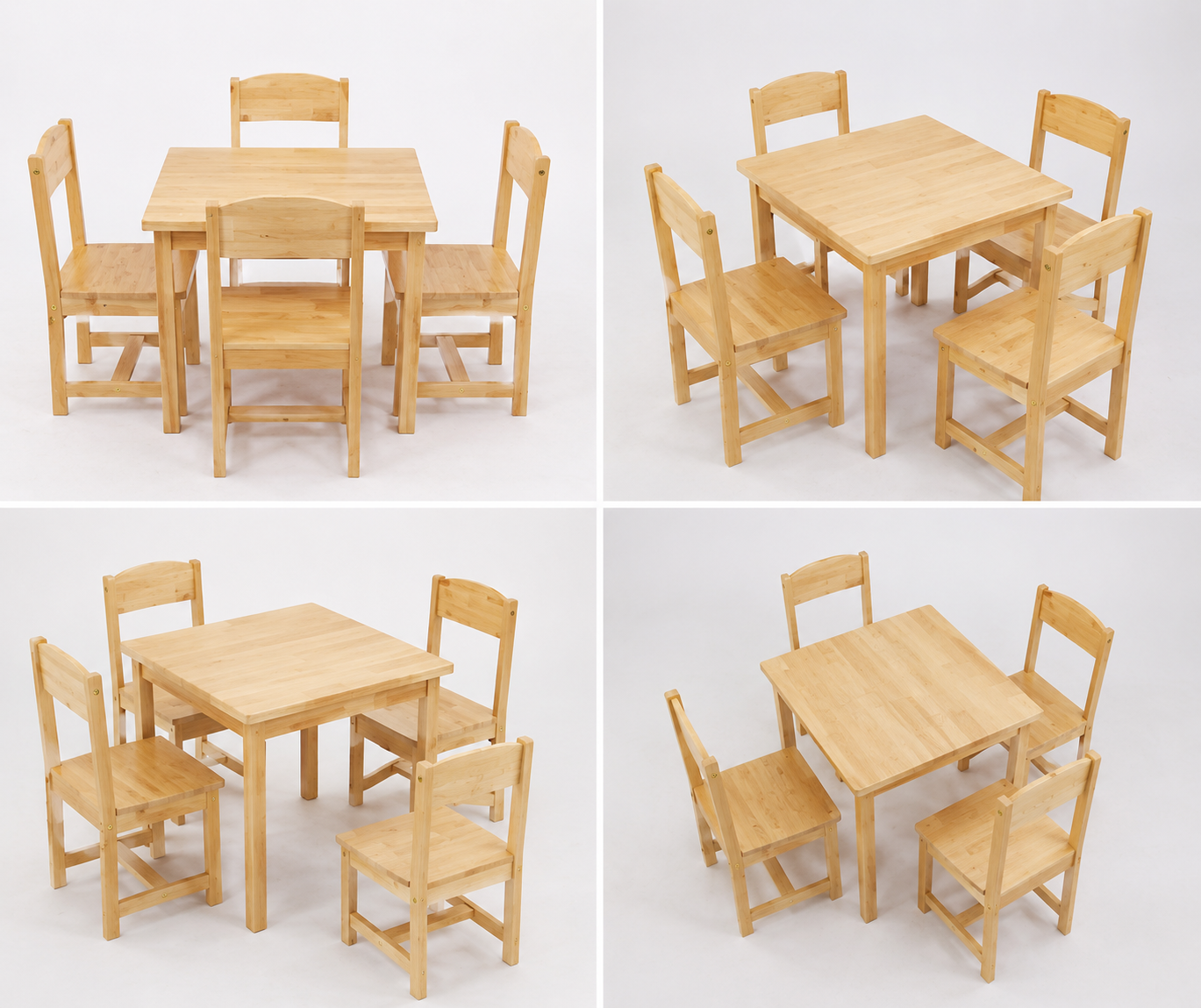 Rectangle Rubberwood 4 Seater Dining Table Set