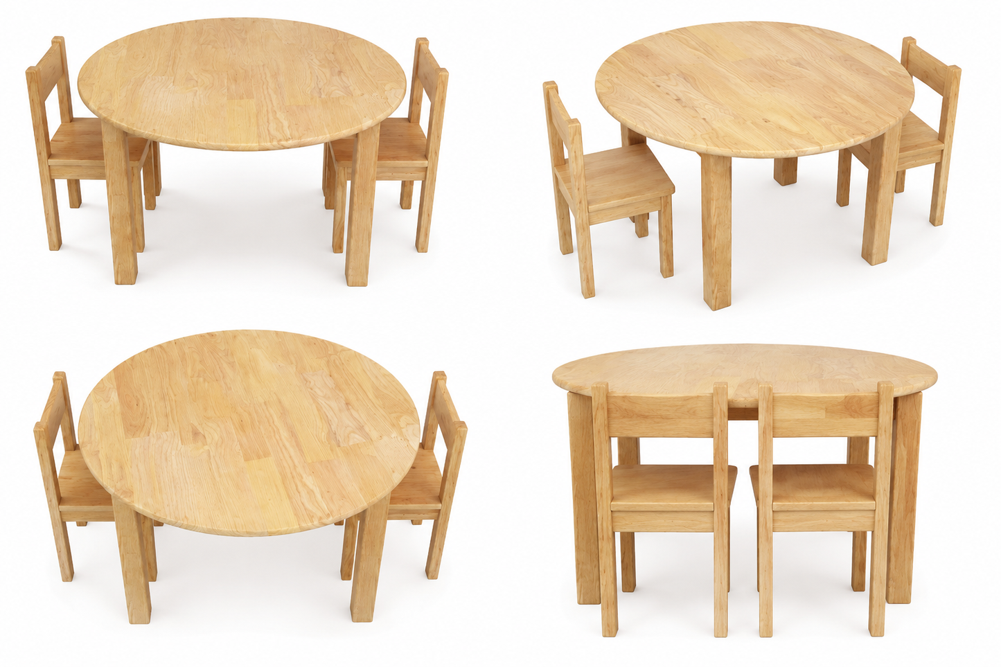 Round Rubberwood Kids Table and Chair Set