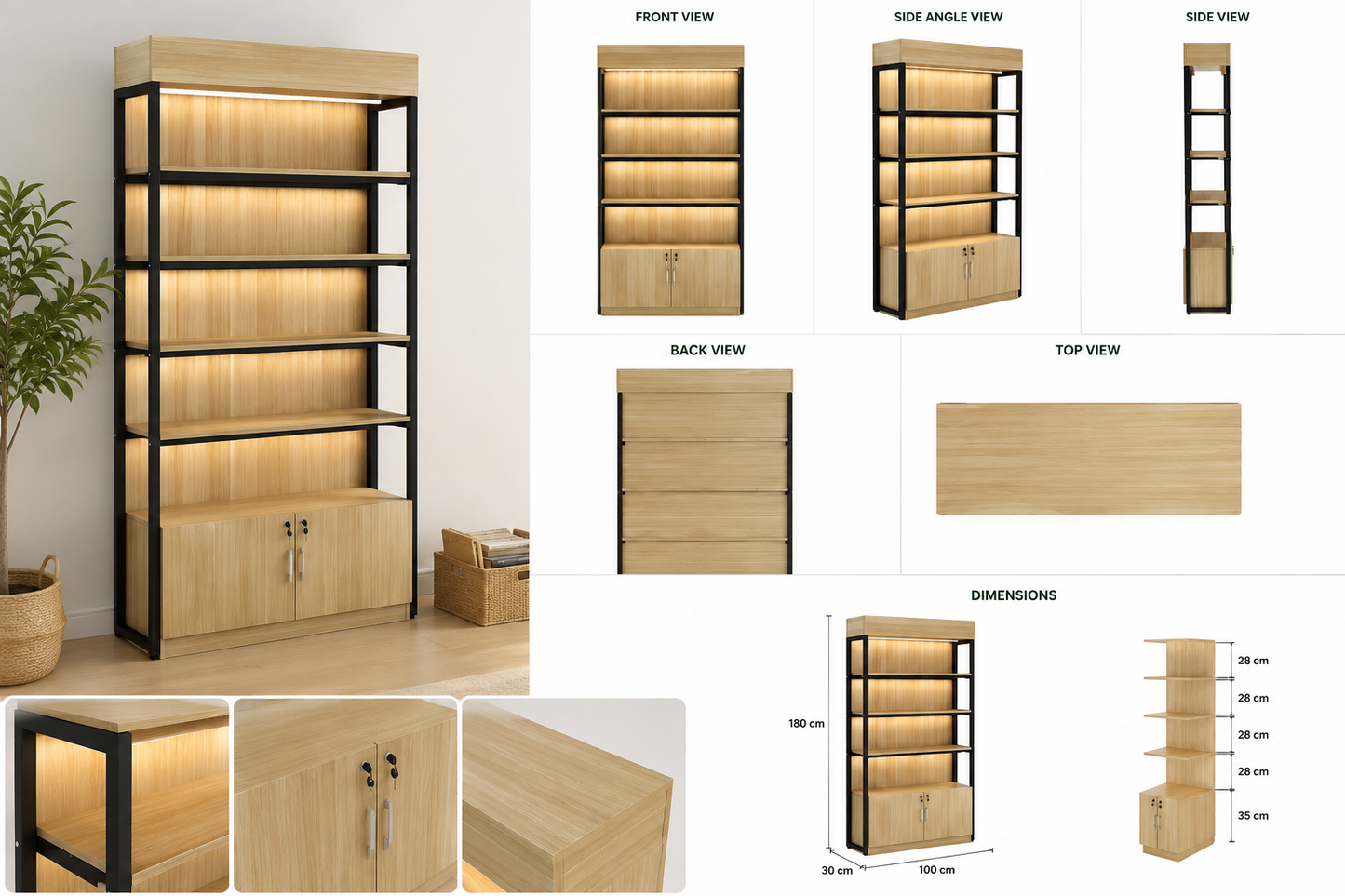 3-Tier Multi-Compartment Wooden Toy Shelf & Montessori Storage Rack