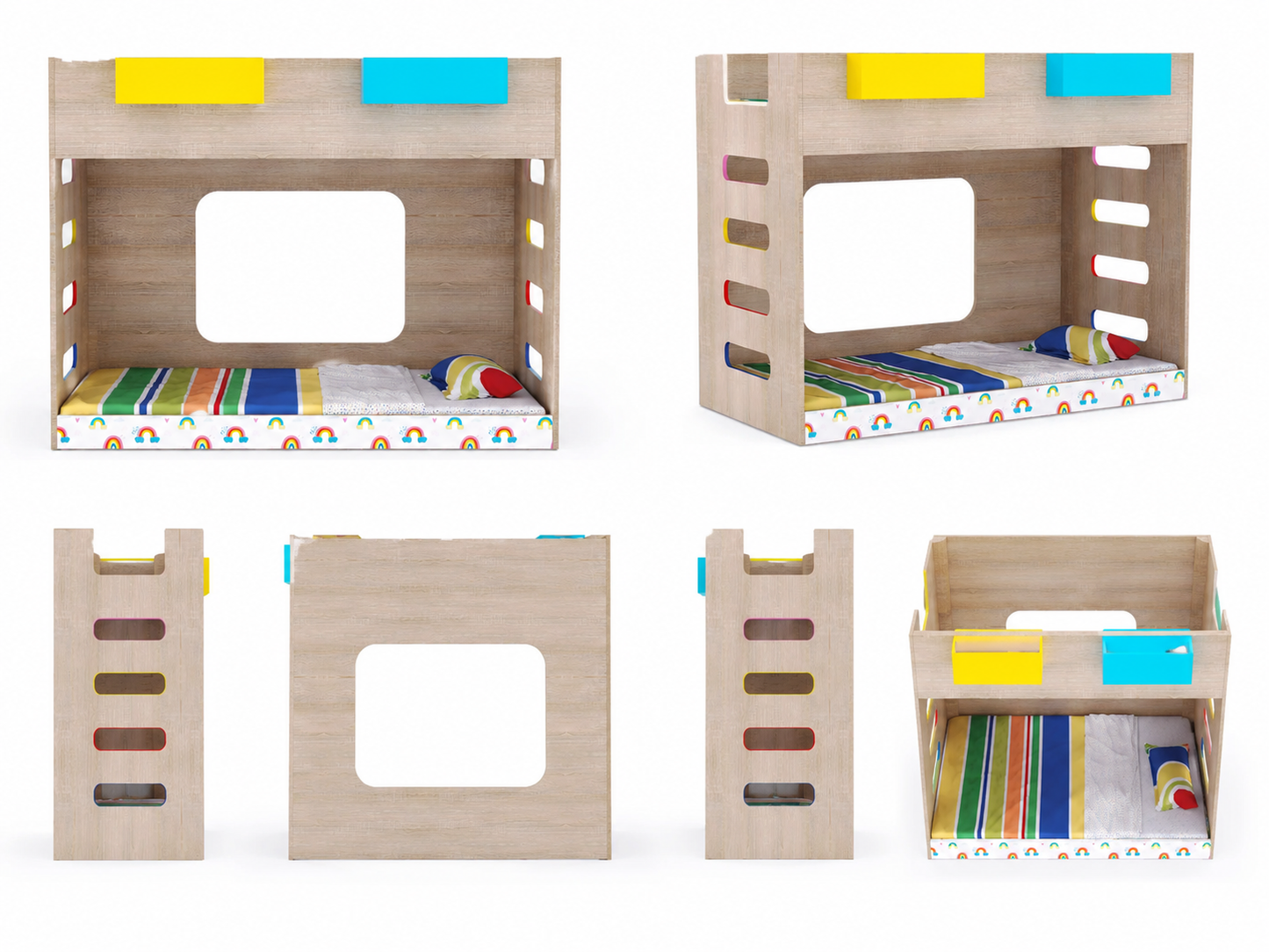 Kids Wooden Loft Bunk Bed
