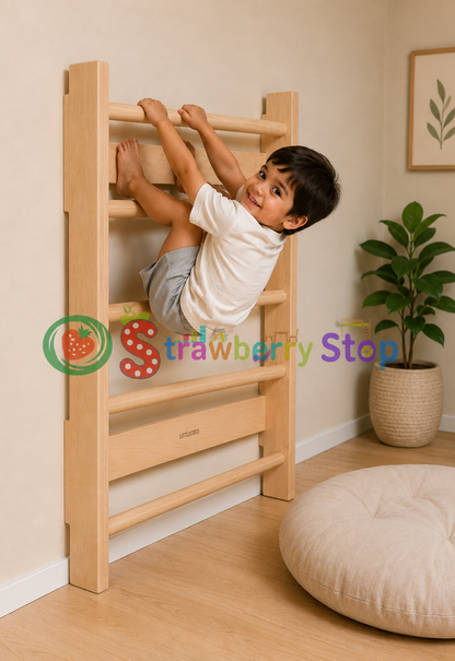 Wall Bars, Pull-Up Bar, Kids Climbing Frame & Foldable Wall Desk