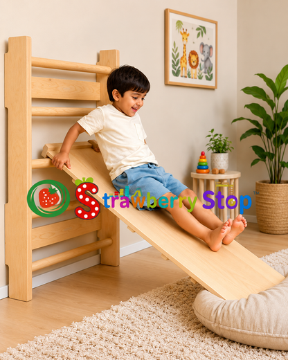 Wall Bars, Pull-Up Bar, Kids Climbing Frame & Foldable Wall Desk