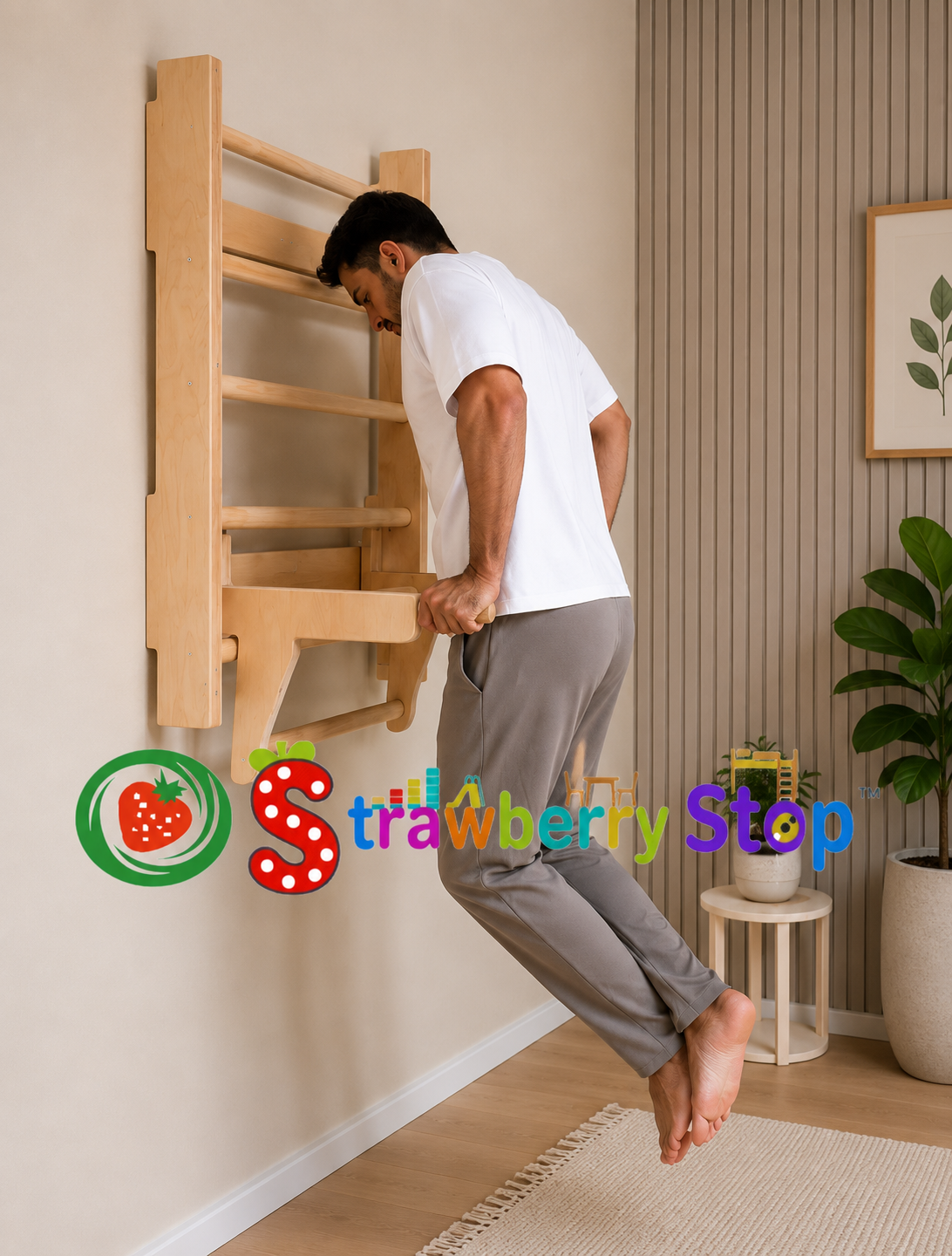 Wall Bars, Pull-Up Bar, Kids Climbing Frame & Foldable Wall Desk