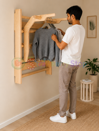 Wall Bars, Pull-Up Bar, Kids Climbing Frame & Foldable Wall Desk