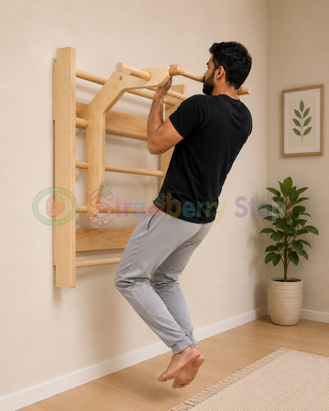 Wall Bars, Pull-Up Bar, Kids Climbing Frame & Foldable Wall Desk