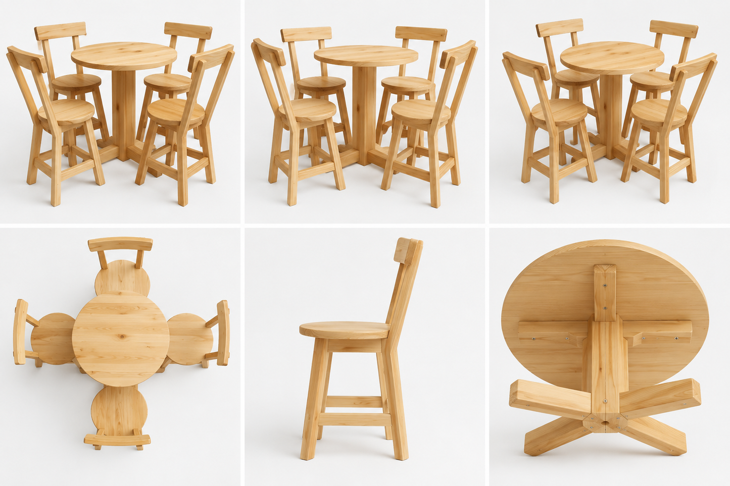 Maplewood 5-Piece Wooden Dining Set – Round Bistro Table with 4 Chairs for Small Spaces