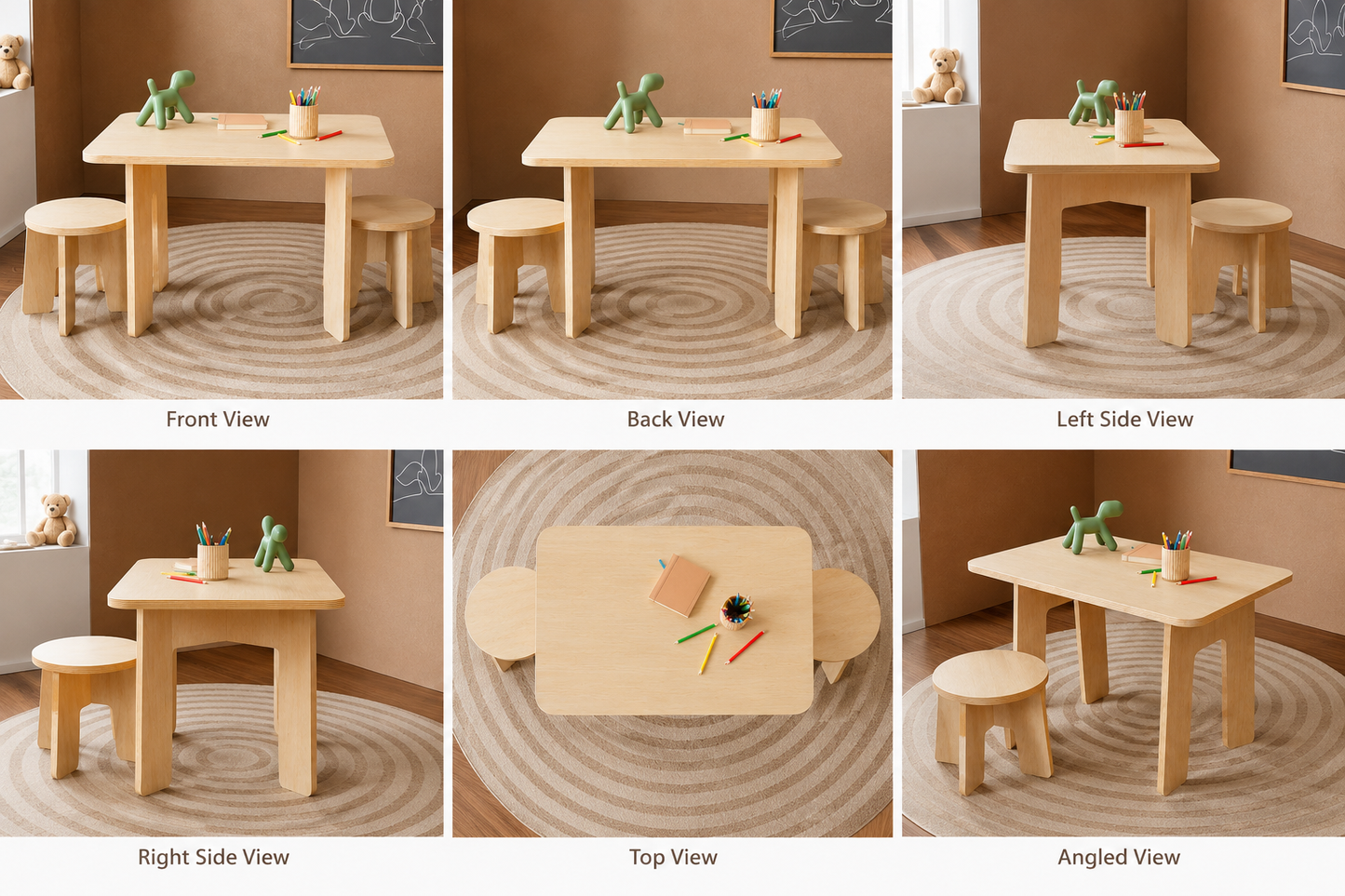 Wooden Kids Study Table with Chairs for Classroom & Home