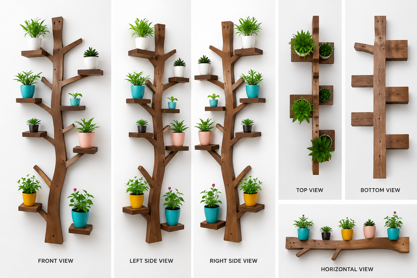 Decorative Wooden Wall Mounted Plant Shelf for Home Décor