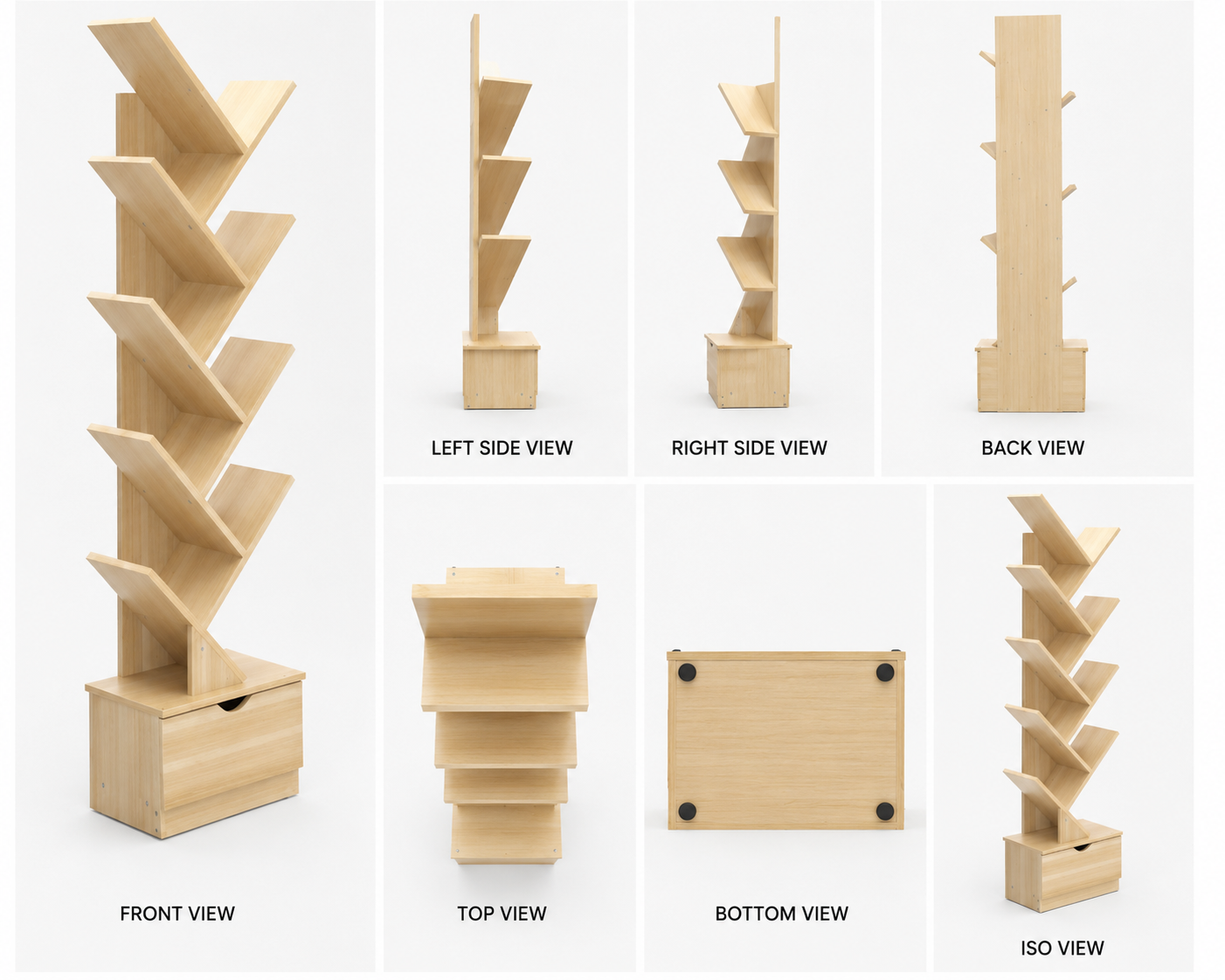 Wooden Open Shelf Cabinet