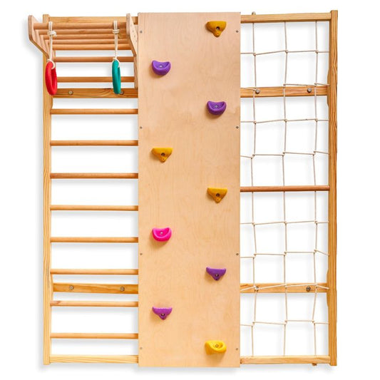 4-in-1 Modular Wooden Indoor Jungle Gym & Swedish Wall Station