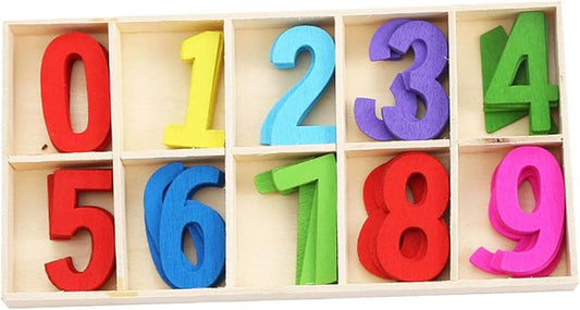 Colorful Wooden Numbers 0–9 for Kids Learning | Montessori Counting Toy Set