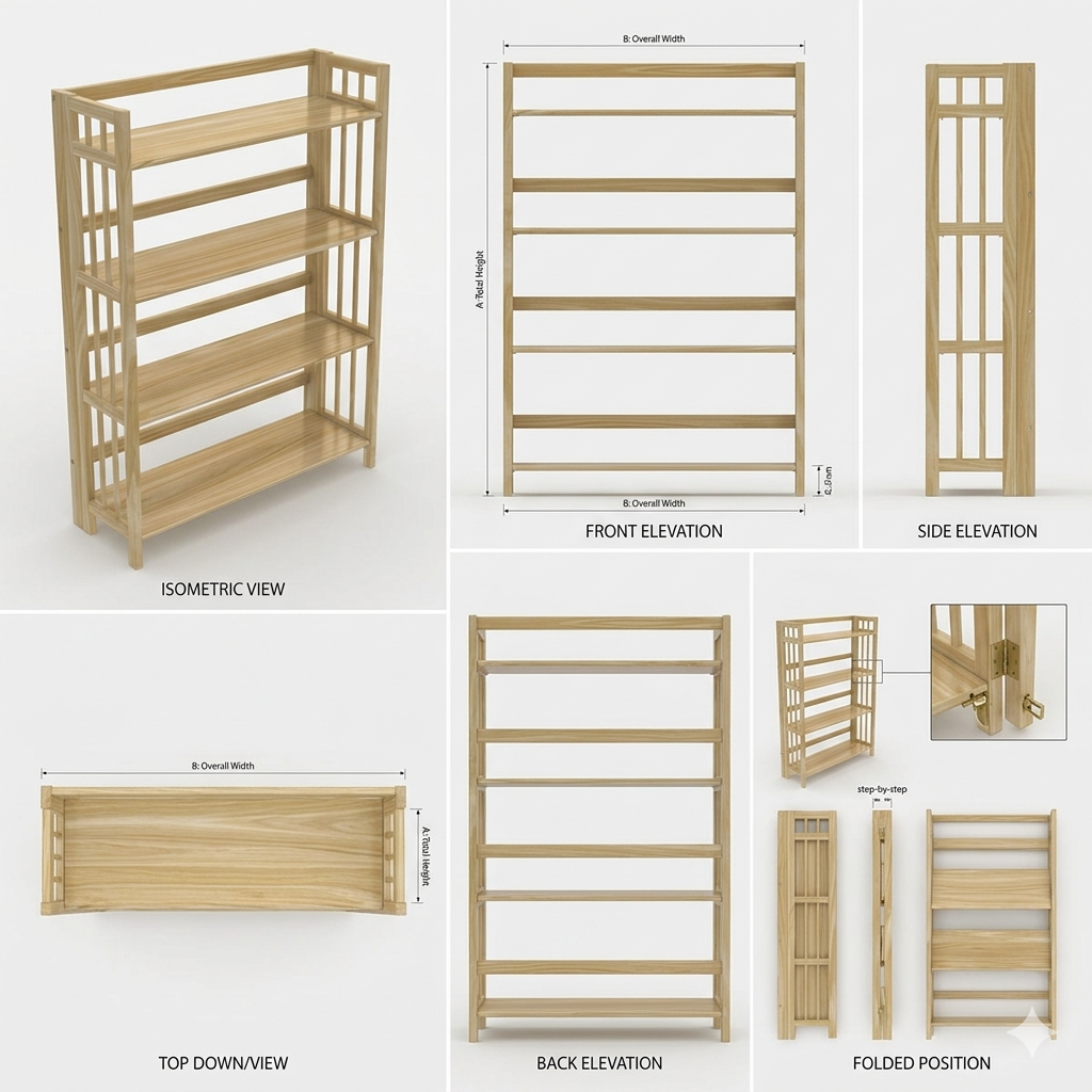 Modern Wooden Storage Rack Shelf
