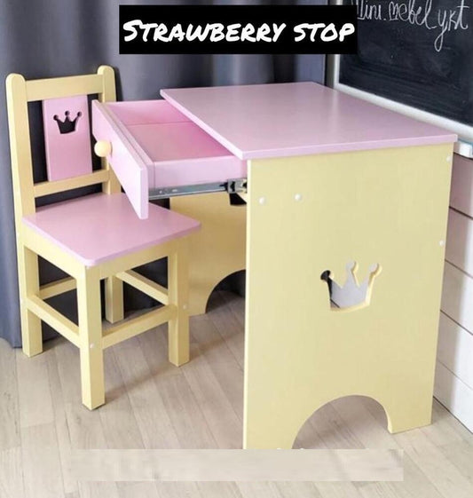 Princess Kids Wooden Study Table & Chair
