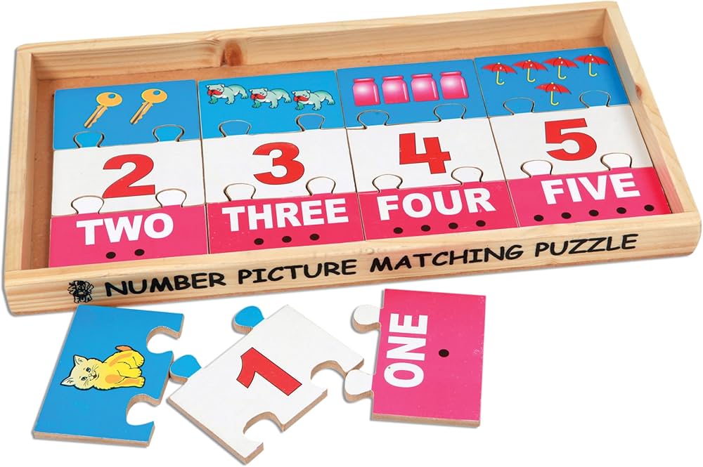 Number Picture Matching Domino Puzzle Strips | Kids Counting & Learning Game