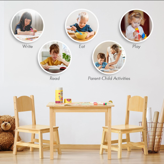 Toddler Table and Chair Set, Stable and Sturdy, Easy to Clean Material, Kids Table and Chairs for Livingroom