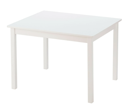White Table With Colourful Chairs For Kids in normal wood