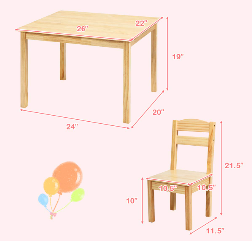 Rubber Wood Table With 4 Chair